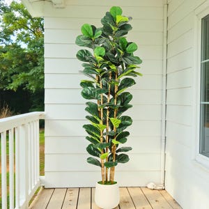 Adjustable 6–7 ft Artificial Fiddle Leaf Fig Tree with Pot – Realistic Faux Indoor Floor Plant