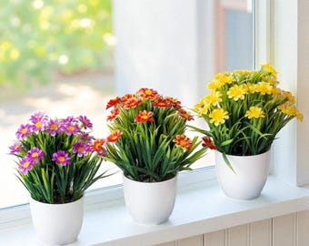 Pianta artificiale in vaso realistica - Fiore bonsai di crisantemo per decorazioni per la casa e per matrimoni