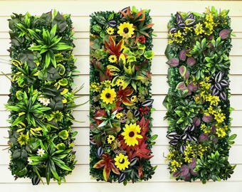 Artificial Plant Wall Panel 75x25cm, Faux Greenery Wall Decor, Vertical Garden Panel, Indoor Outdoor Decor