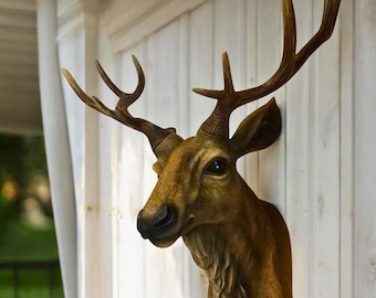 フェイク剥製鹿の頭 布製壁掛け - 壁飾り - Lake Life - FAD1900