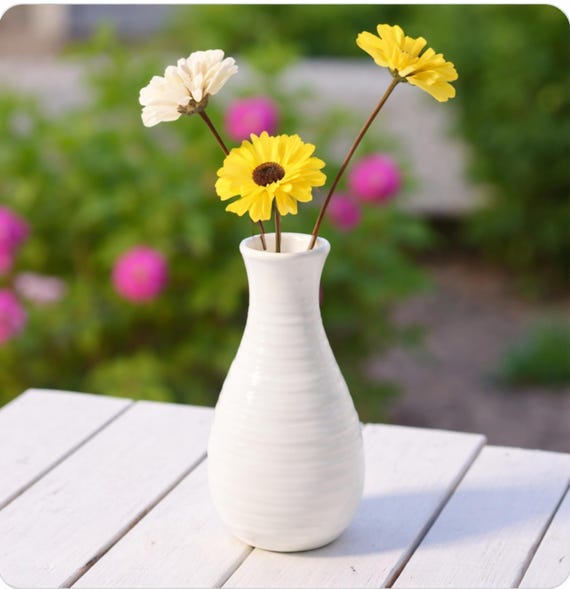 Minimalist Plastic Vase | Small Bud Flower Vase | Modern Home & Living Room Decor