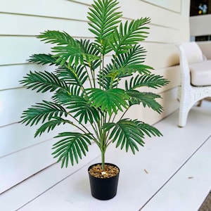 1m Tall Faux Plant in Pot | Artificial Tropical Indoor Plant | Home Decor for Living Room, Patio or Porch | Modern Greenery