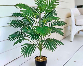 Planta artificial de 1 m de altura en maceta / Planta tropical artificial de interior / Decoración para el hogar: sala de estar, patio o porche / Vegetación moderna