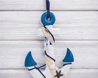 Nautical Anchor Wall Decor | Coastal Rope and Seashell Ornament