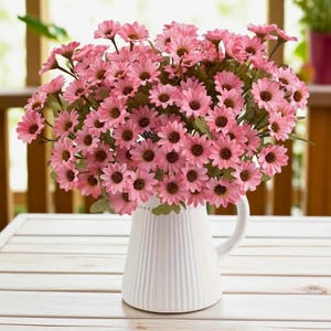 Silk Gerbera Daisy Artificial Flowers - 3pc Realistic Floral Decor