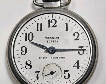 WESTCLOX Scotty Vintage Pocket Watch Mechanical SS Retro  display picture 1