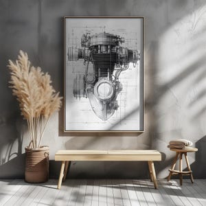 Printable Wall Art, Engine Wall Art Prints, Instant Download Wall Art, Automotive Wall Art Living Room, Bedroom, Machine Print Wall Art