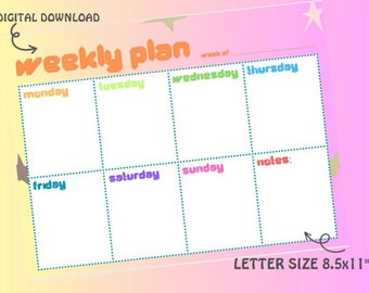 80's / 90's Aesthetic Weekly Planner Printable | Undated Weekly Planner | Weekly Template | Digital Planner