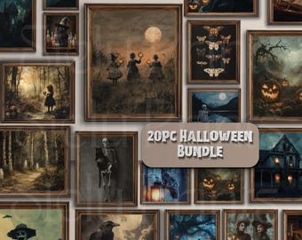 Halloween Gallery Wall Printable, Vintage Halloween Prints, Dark Academia Gift, Moody Gothic Prints, Spooky Fall Decor, Halloween Decor Gift