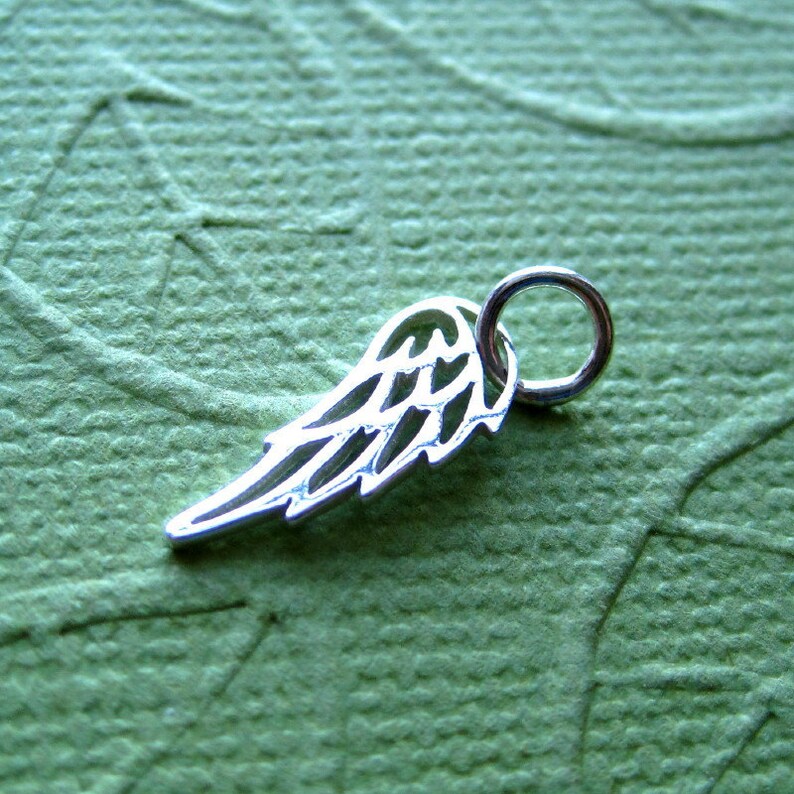 Small Sterling Silver Angel Wing Charm Etsy