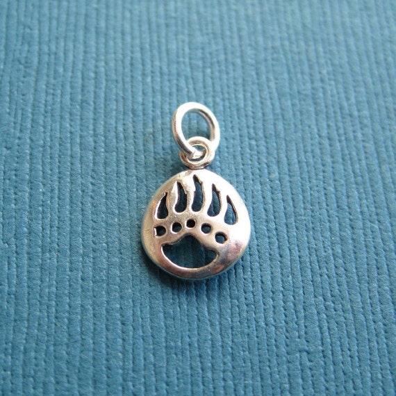 Small Sterling Silver Bear Paw Print Charm - Bear Paw Print Pendant Small Sterling Silver Bear Paw Print Charm - Bear Paw Print Pendant