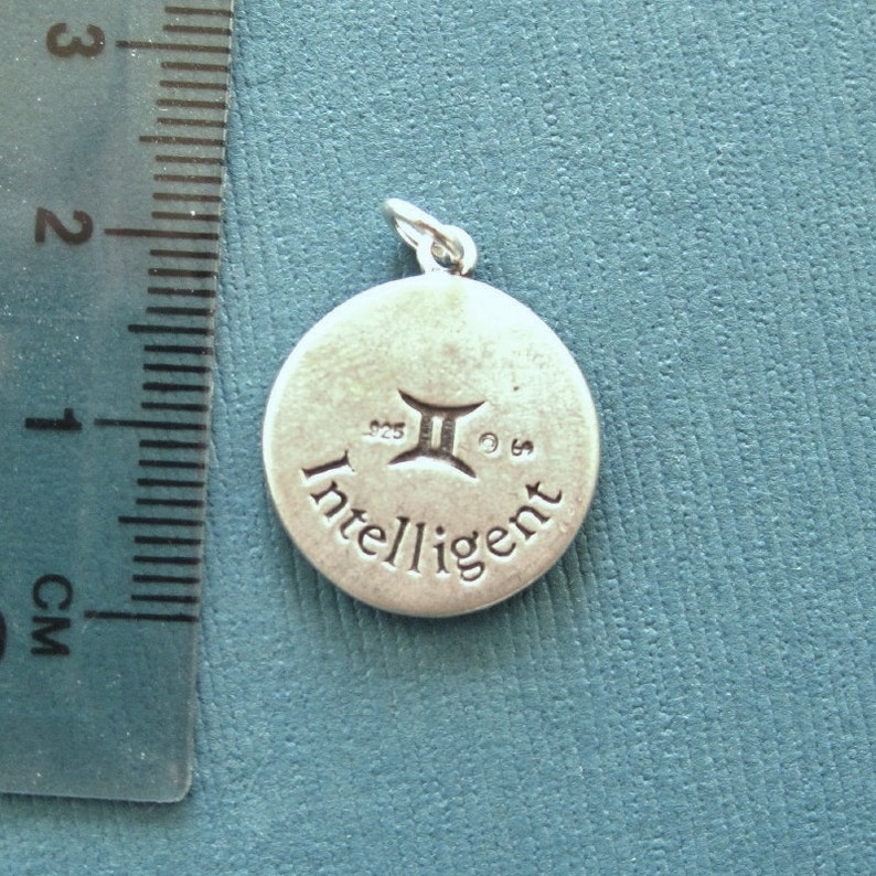 Sterling Silver Gemini Zodiac Sign Medallion Pendant Charm Etsy