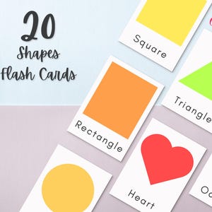 20 Printable Shapes Flashcards with FREE Coloring Pages, Montessori Educational Cards for Toddlers and Preschool, Cards – Instant Download