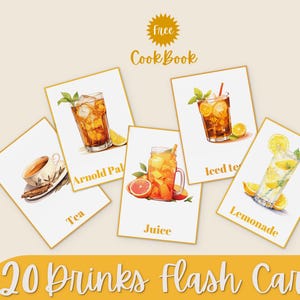 20 afdrukbare illustratie-flashcards over drankjes + GRATIS kookboek | Montessori, Kleuterschool, Educatieve kaarten voor kinderen, Drankjes, Direct downloaden