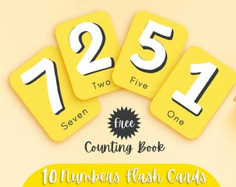 Zahlen-Lernkarten: 12 druckbare Karten + KOSTENLOSES Zählbuch | Montessori Vorschulmathematik, Pädagogische Zahlenkarten – SOFORTIGER DOWNLOAD