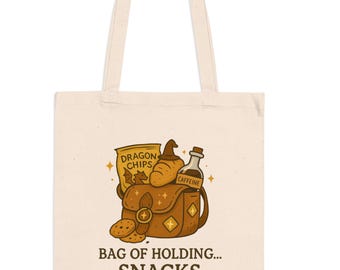 Bag of Holding Snacks Tote Bag, DnD Canvas Tote, Funny D&D Gift for Dungeon Master, RPG Gamer Gift, Dungeons and Dragons Snack Bag