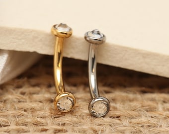 Curved Barbell CZ Rook Piercing 6/8//10/12mm Titanium Rook Barbell Ring Eyebrow Ring Cartilage Piercing Eyebrow Bar 16G