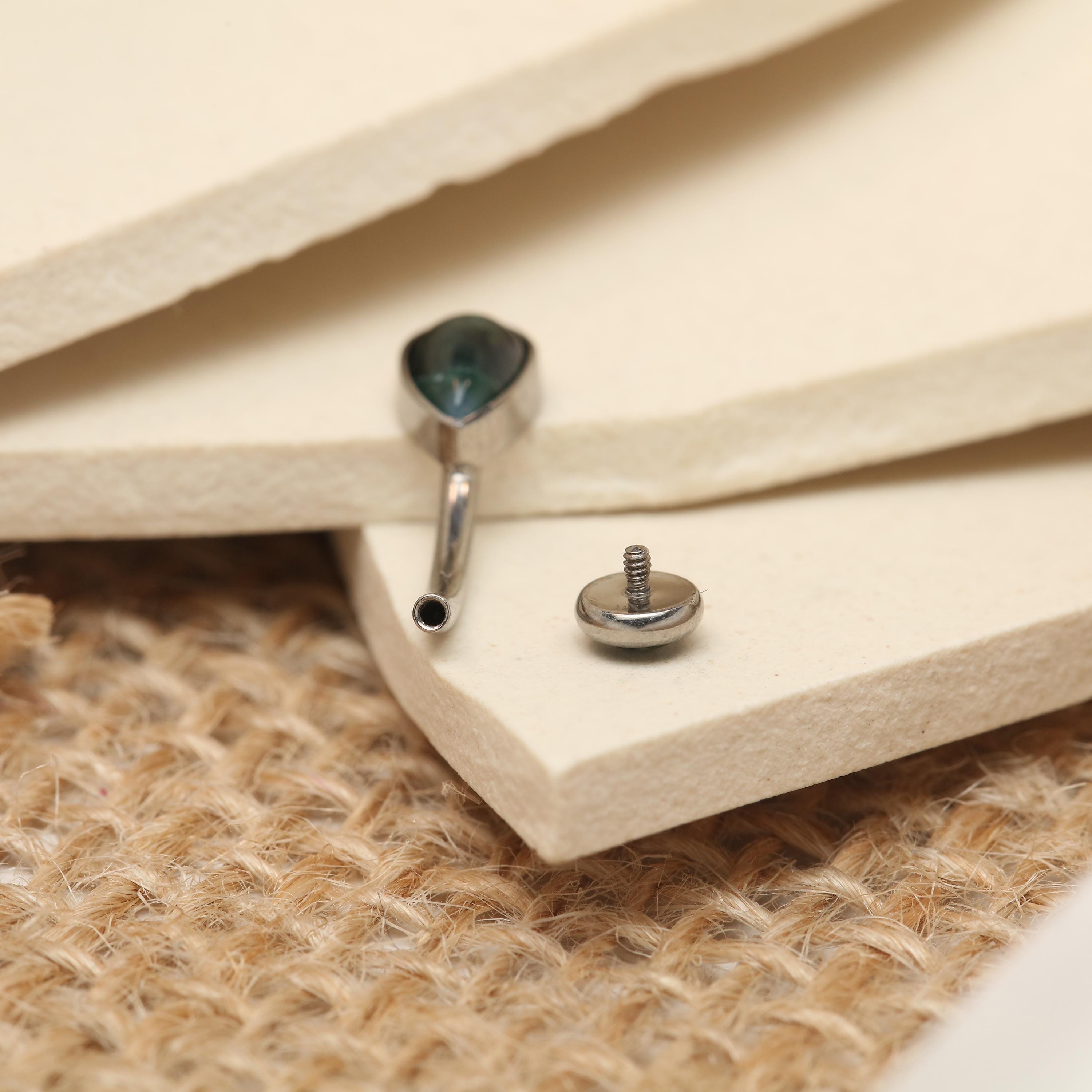 Moss Agate 16G Thread Curved Barbell Rock Barbell Eyebrow Ring Belly ...