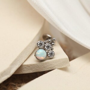 Exquisite Tiny CZ/Opal/Beads Navel Piercing Jewelry Internally Threaded Titanium 10mm