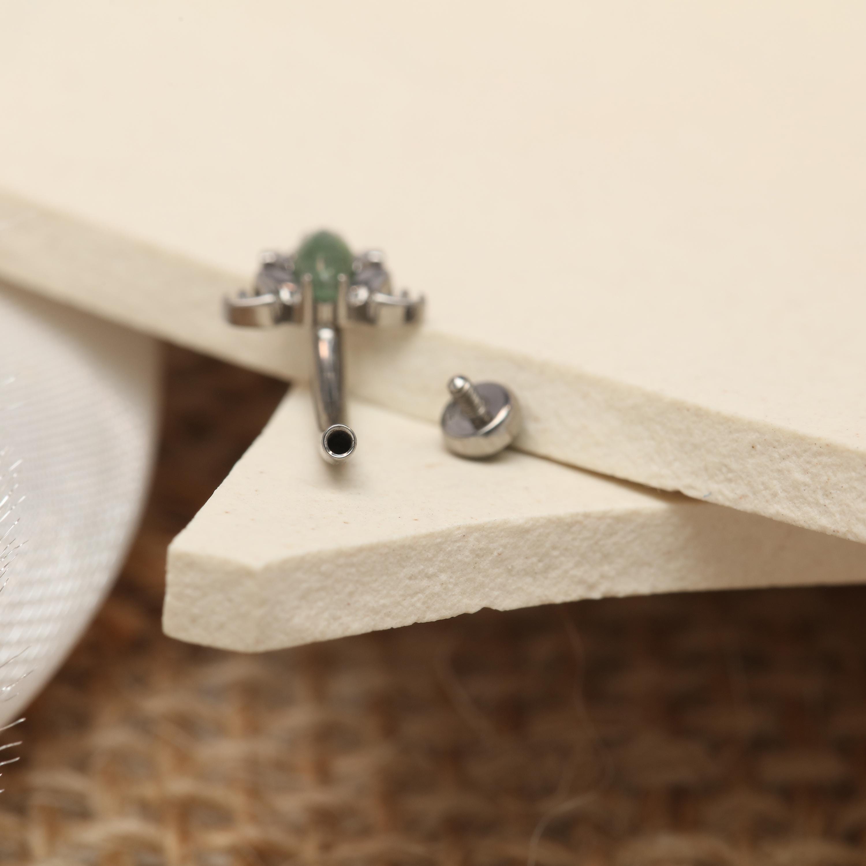 Frog Moss Agate Rook Piercing Curved Barbell Earring Cartilage Tragus ...