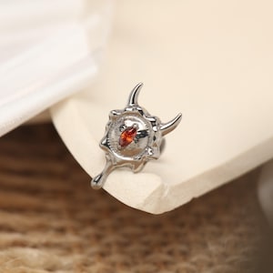 Evil Eye Ruby 16g 18g Silver Labret Stud Cartilage Tragus Nose Conch Helix Flat Back Stud Titanium