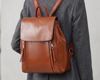 Zaino da donna in pelle fatto a mano, mini zaino italiano da viaggio, zaino per bambini, borsa per laptop da donna