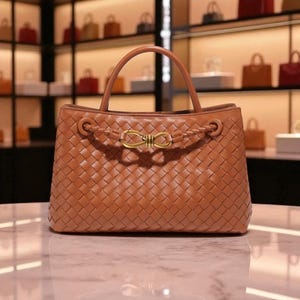 Handmade Braided PU Leather Tote Bag, Small Woven Vegan Leather Shoulder Purse, Women’s Summer Handbag for Casual Fashion