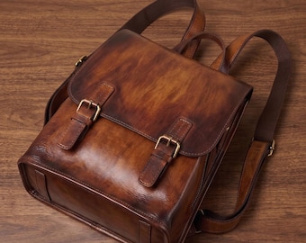 Zaino moderno in pelle Ita, borsa convertibile in pelle per laptop, zaino per bambini, borsa per laptop da donna, zaino scolastico per bambini