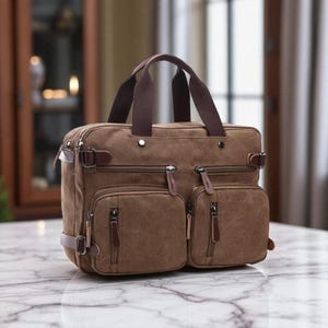 Canvas Laptop Messenger Bag for Men & Women, Vintage Crossbody Briefcase, Large Capacity Work Tote, Travel Shoulder Laptop Bag
