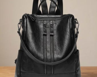 Zaino a tracolla in pelle italiana per laptop, borsa per laptop da donna, mini zaino in pelle, zaino da viaggio vintage