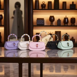 Bamboo Handle Saddle Bag for Women, Elegant Minimalist Crossbody Purse, Small Shoulder Handbag for Daily & Evening Outfits