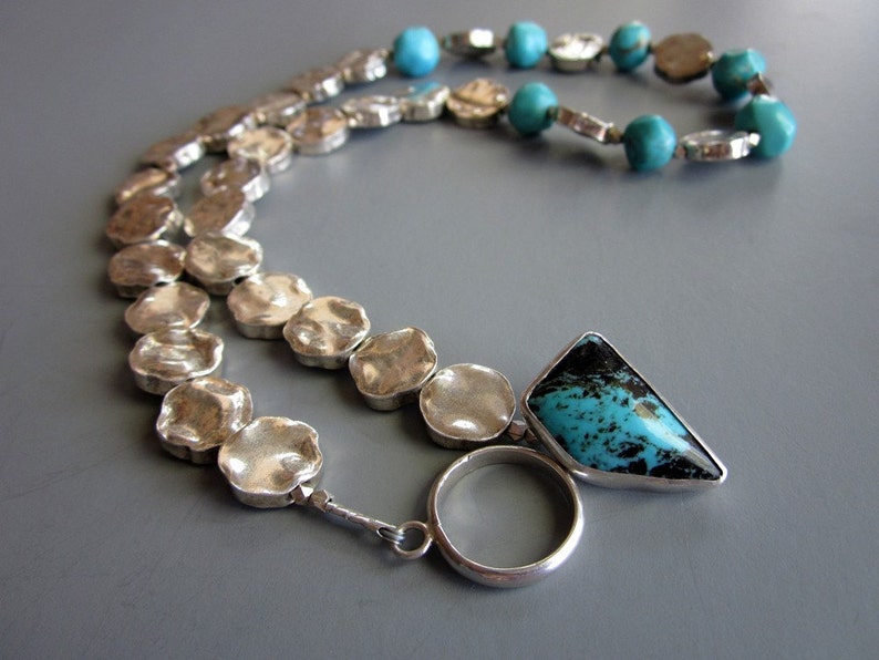 Handcrafted Sterling Silver Turquoise necklace Capri image 1