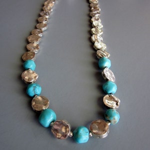 Handcrafted Sterling Silver Turquoise necklace Capri image 2