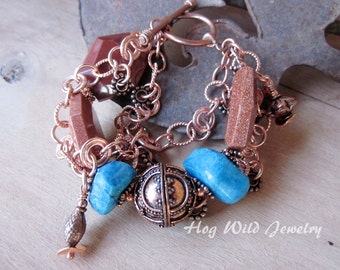 Artisan Copper Gemstone Bracelet
