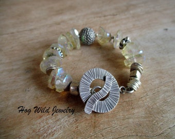 Womens Handcrafted Citrine Sterling Silver Bracelet