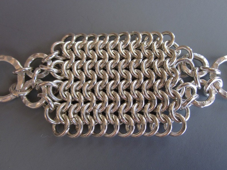 Sterling Silver Chainmaille Cuff Bracelet, Statement Bracelet, Chunky