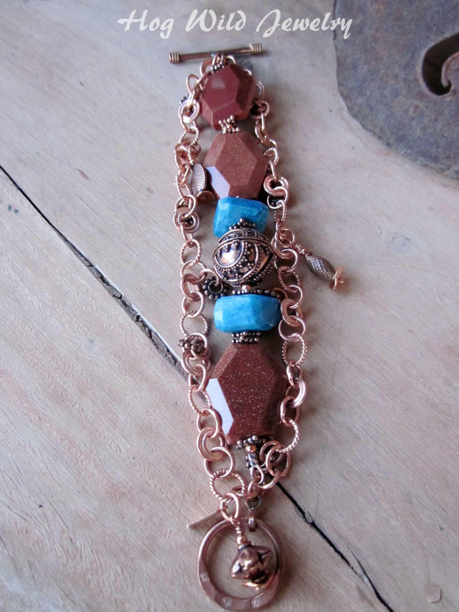 Artisan Copper Gemstone Bracelet Etsy