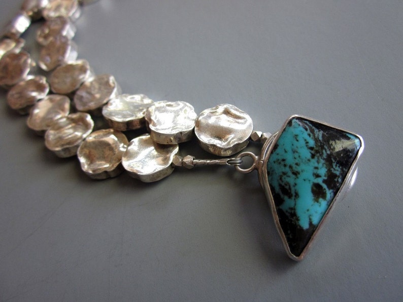 Handcrafted Sterling Silver Turquoise necklace Capri image 4