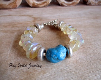 Citrine Turquoise Chunky Womens Bracelet