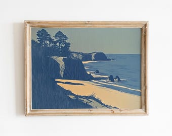 Coastal Cliff Landscape | Modern Seaside Wall Art | Scandinavian Coastal Nature | Calm Seaside Cliff | Minimalist Coastal Landscape Art