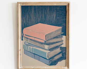 Vintage Book Stack | Book Lover Gift Idea | Cozy Reading Nook Poster| Library Decor | Vintage Book Decor | Rustic Book Stack | Fast Shipping