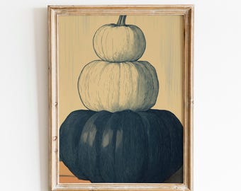 Vintage Halloween Kürbis Print | Rustikale Herbst Wand Kunst | Stimmungsvoller Herbst Cottagecore Dekor | Halloween-Druck | Kürbis Stillleben Gemälde