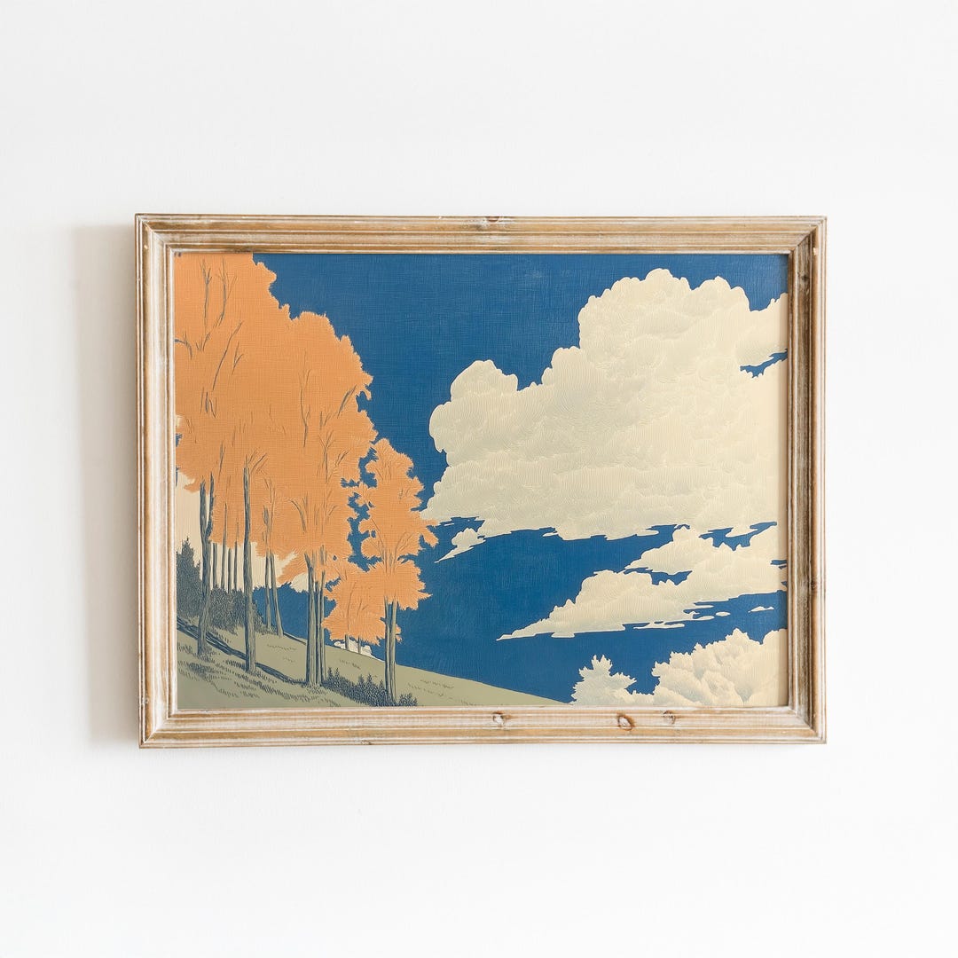Autumn Landscape Wall Art | Blue Sky Nature Print | Fall Trees Art ...