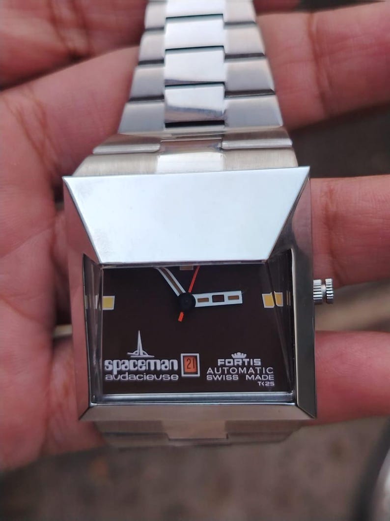 Spaceman Audacieuse TK25 Swiss Automatic Brown Dial Men's Watch RARE Vintage image 4