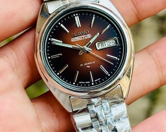 Seiko 5 Actus 7009 Automatic 21 Jewels Brown Dial Men's Watch Japan