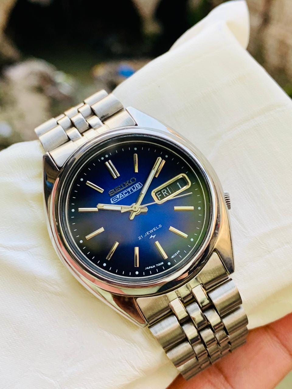 Seiko 5 Actus 7009 Automatic 21 Jewels Blue Dial Men's Watch Japan
