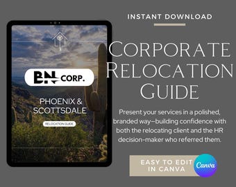 Real Estate Relocation Guide: HR Corporate Realtor Template (Canva Editable, Digital Download