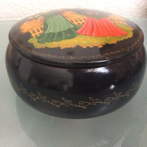 Russian Folk Trinkets Box Handmade Hand painted vintage metal image 3