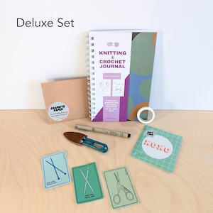 Knitting Crochet Gift Set: Project Journal, Notecards, Stickers, & more