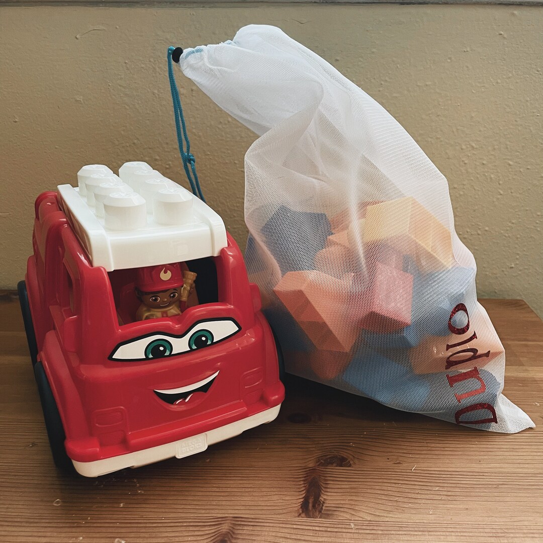 Personalized White Mesh Toy Organizer Drawstring Bags Size Etsy